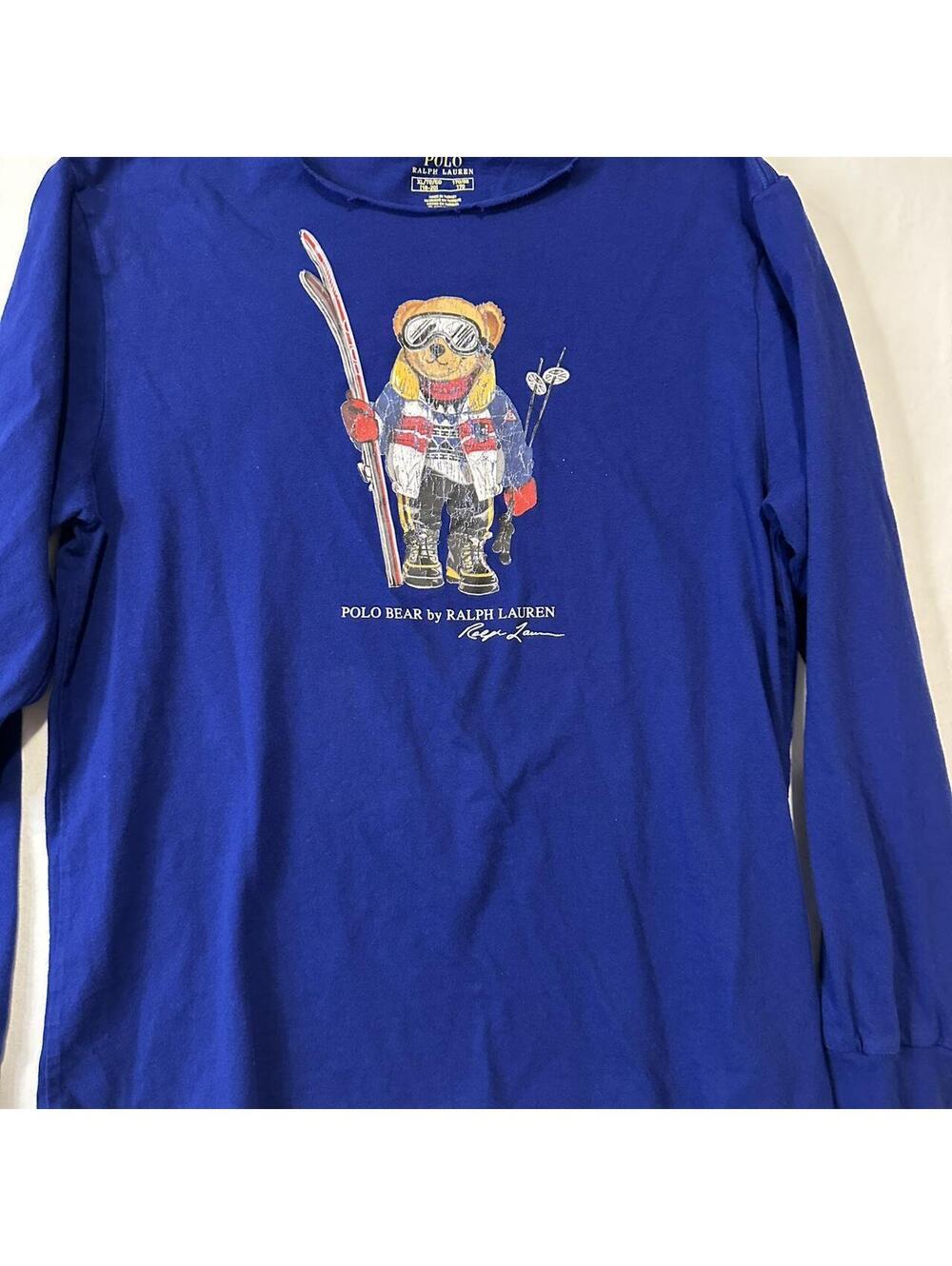 Polo Ralph Lauren blue long sleeve polo bear ski shirt Size XL (18-20)